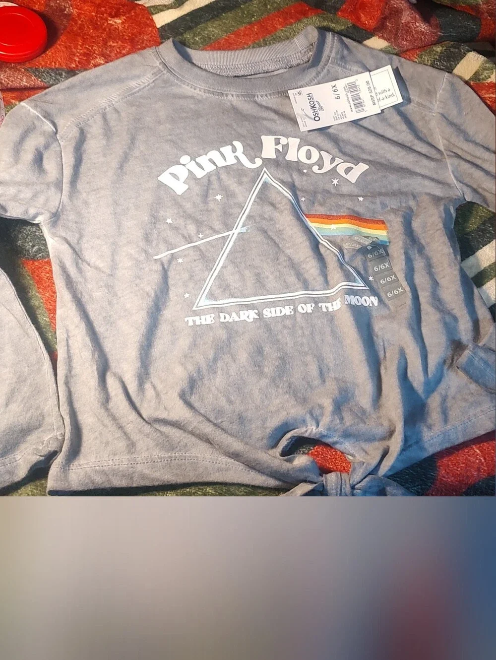 OshKosh B'gosh Light Blue Pink Floyd Long Sleeve Tee with Rainbow Prism